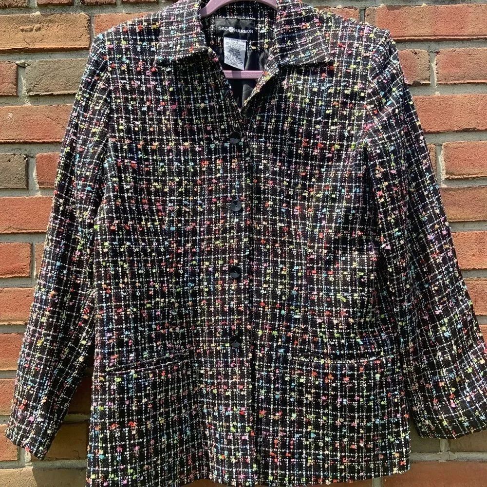 Sag Harbor Multicolor Padded Shoulder Blazer Sz 12